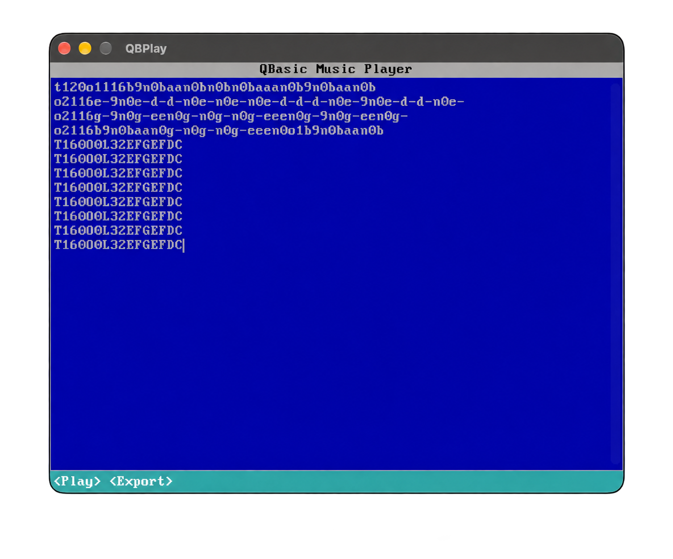 QBPlay’s retro macOS interface for entering and playing music macros